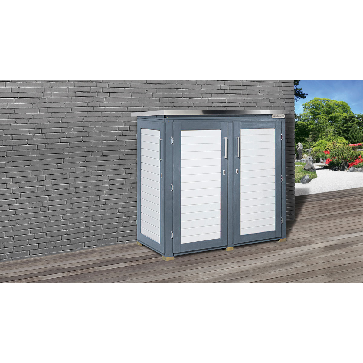 Weka Terrassenschrank Q grau 160 x 161 x 75 cm Bild 2