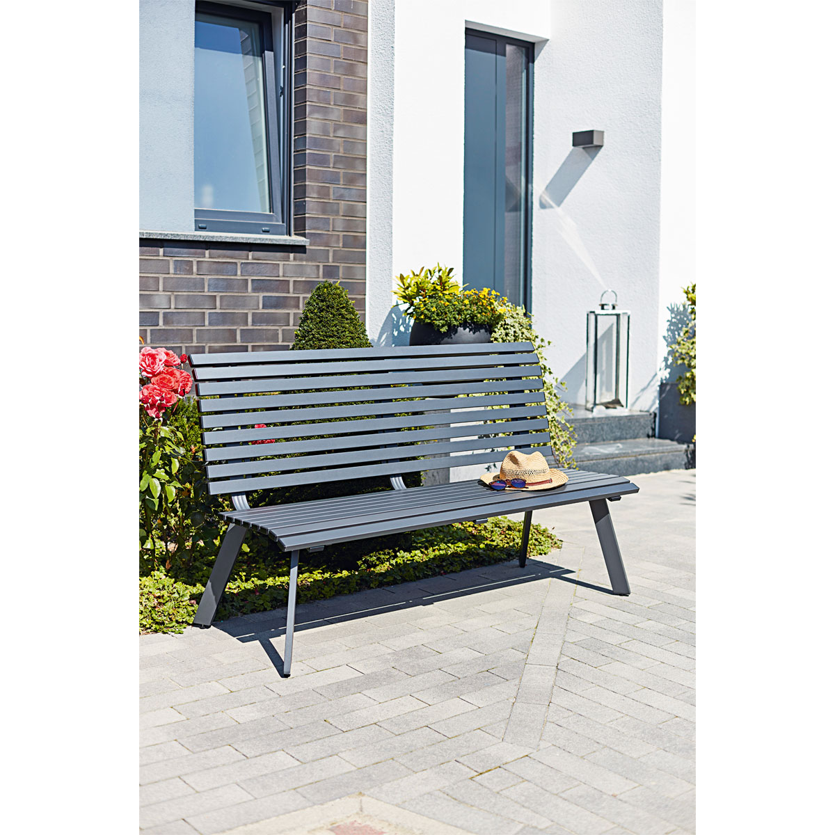 Haveson Gartenbank Halmstad anthrazit 150 x 89 x 63 cm Bild 4