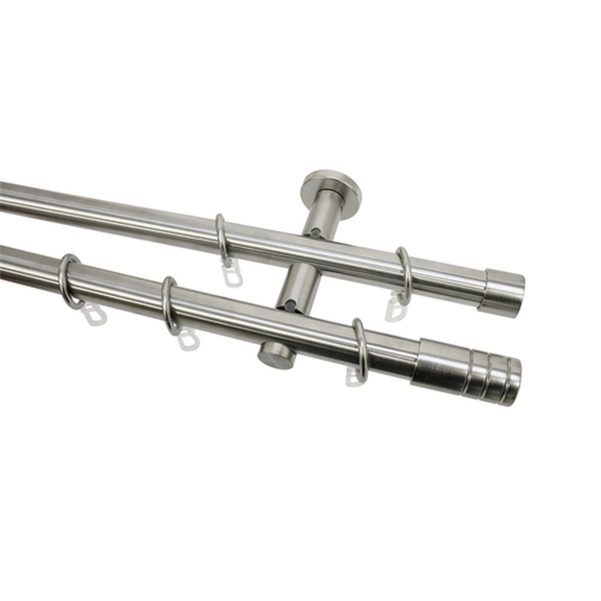 Gardinia Gardinenstange 2-Lauf Zylinder Durchmesser 20 mm 240 cm Edelstahl-optik
