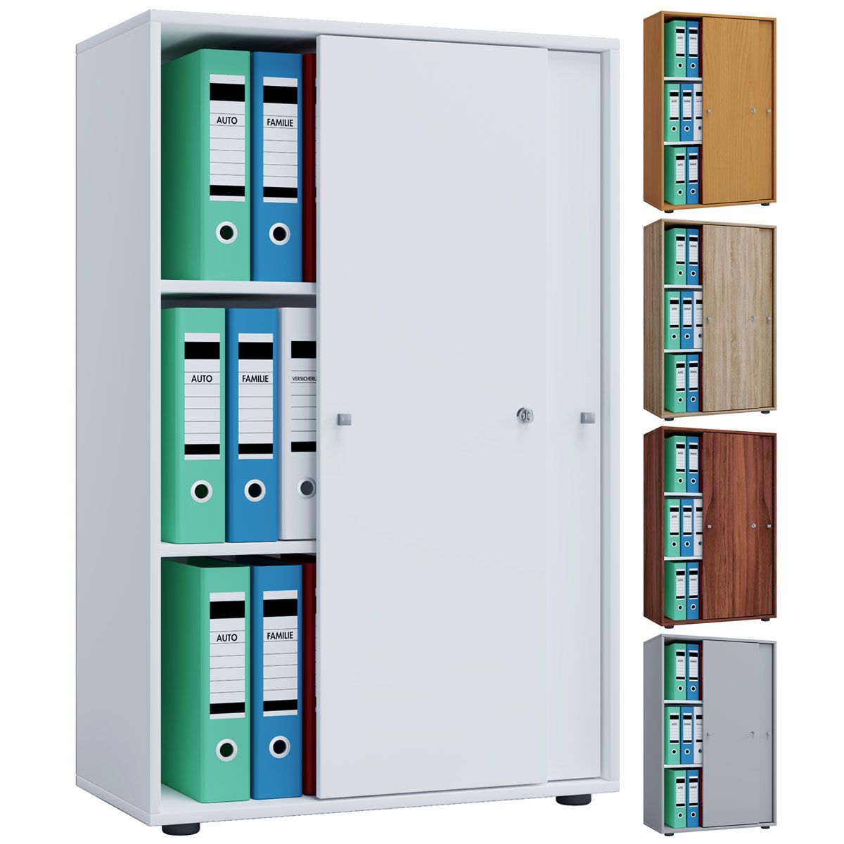 Büroschrank Lona XL mit Schiebetüren Buche Bild 3