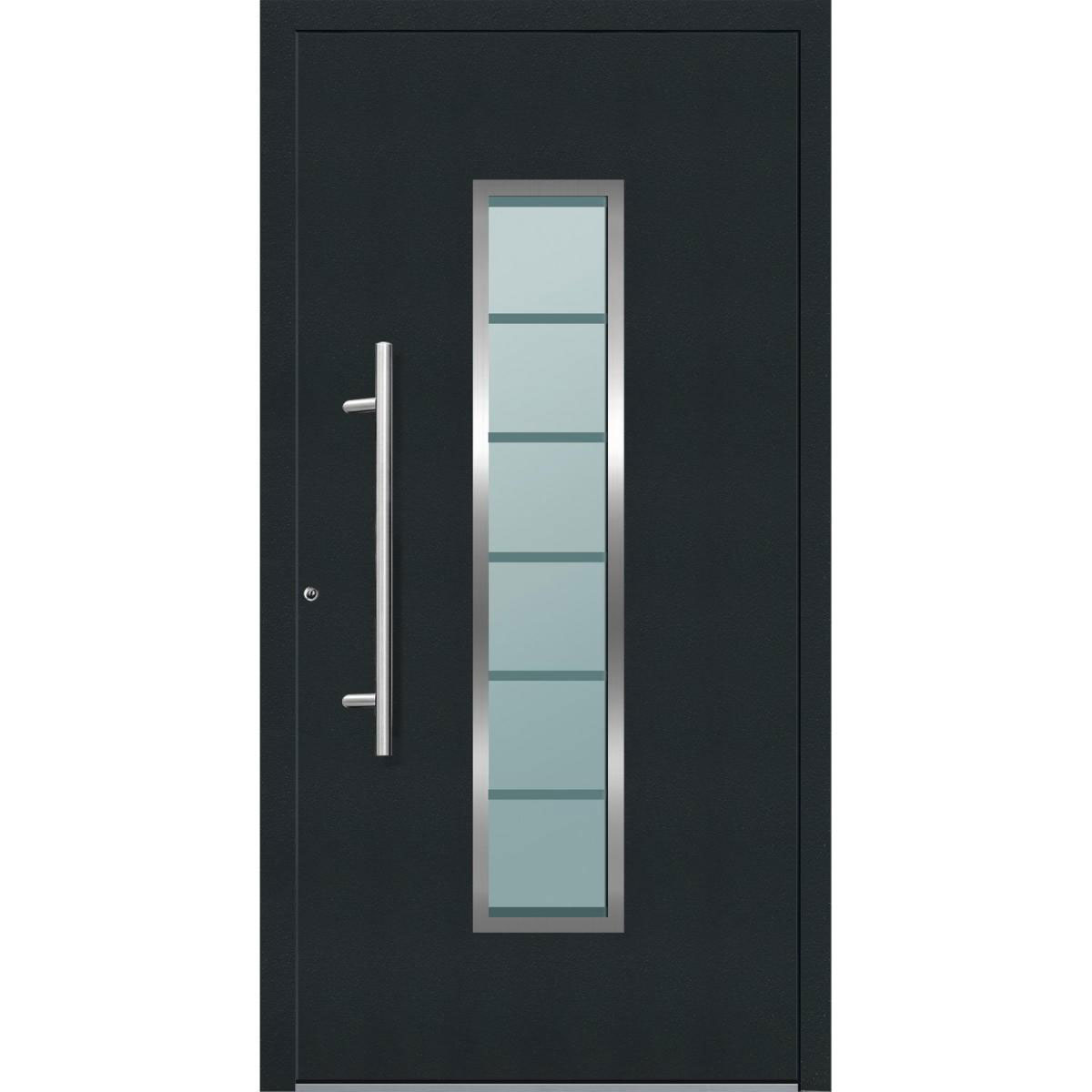 Aluminium Sicherheits-Haustür Bergamo Exklusiv 75 mm anthrazit 100 x 210 cm Anschlag rechts inkl Griffset