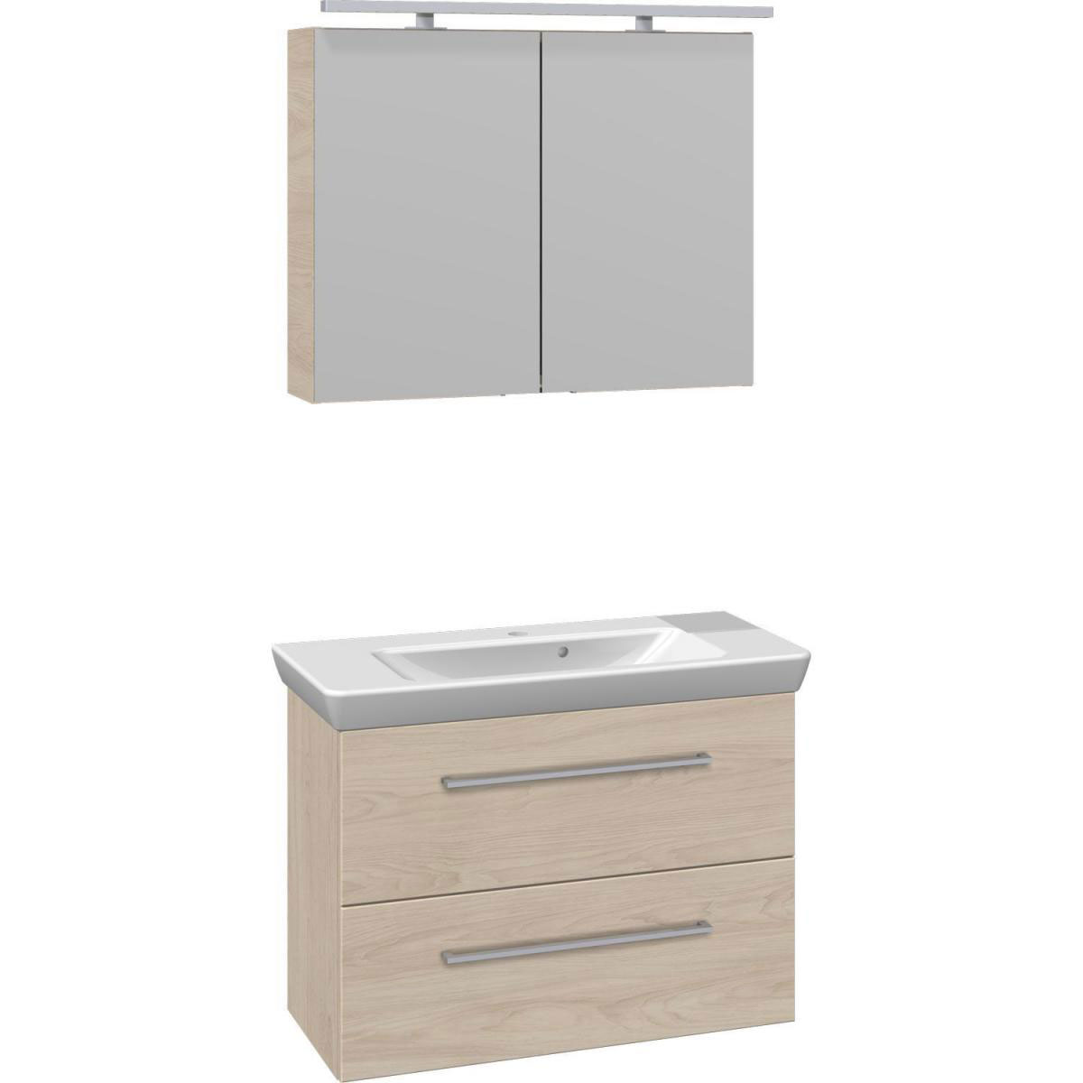 Scanbad Badmöbelset Lotto Small Waschtisch 85 x 38 cm Weißulme