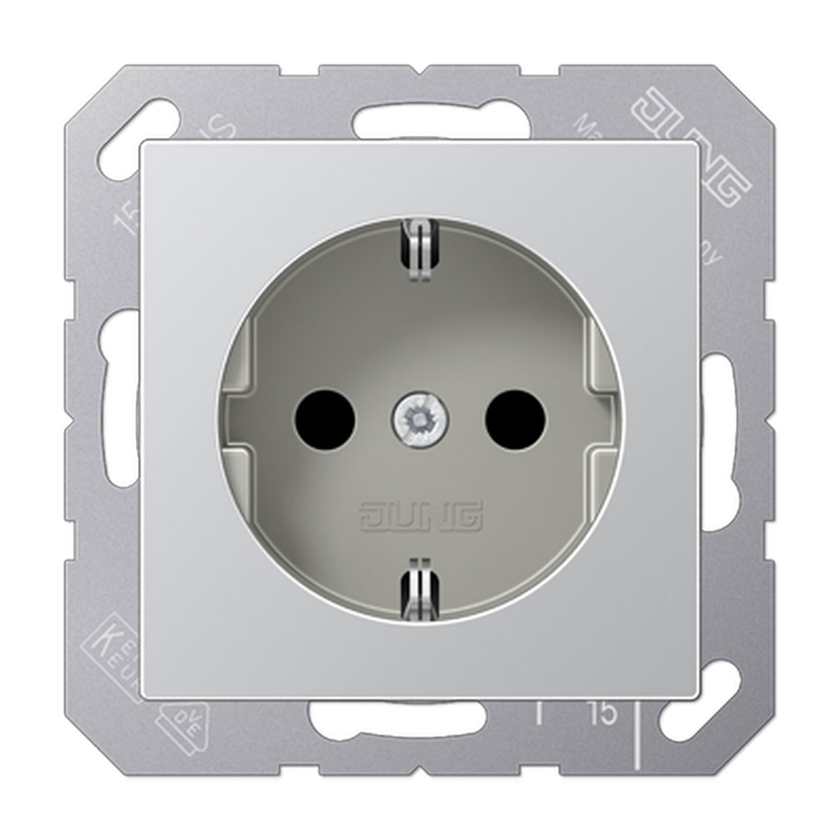 Jung SCHUKO-Steckdose AS 500 Kindersicherung aluminiumfarben
