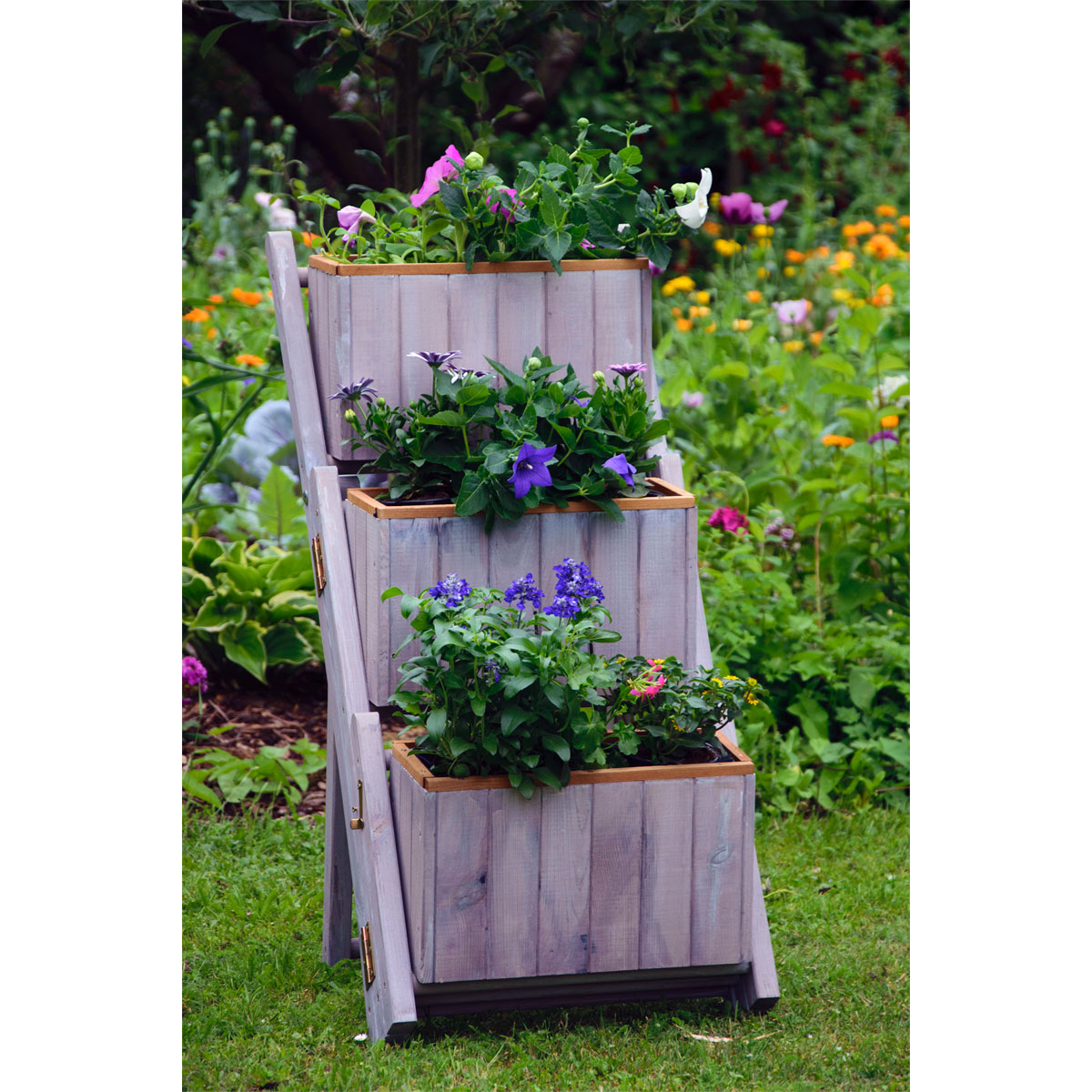 dobar Pflanztreppe ausklappbar 41 x 85 x 55 cm grau Kiefer grau Bild 8